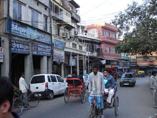 Bicycle rickshaw in Old Delhi.