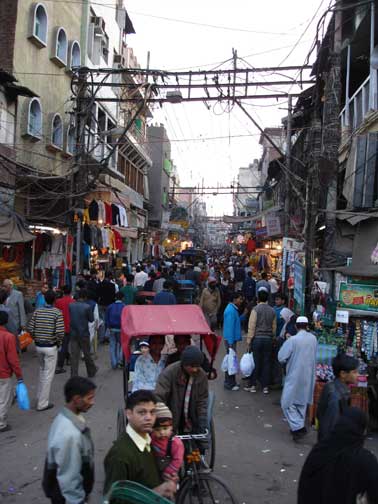 Narrow streets in Old Delhi and Kabadi Bazaar.