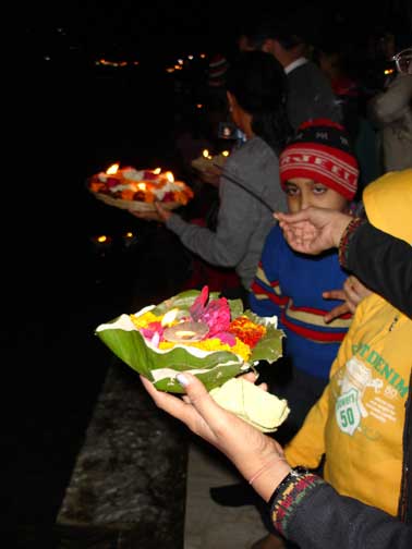 Flower pedal arrangements are lighted.