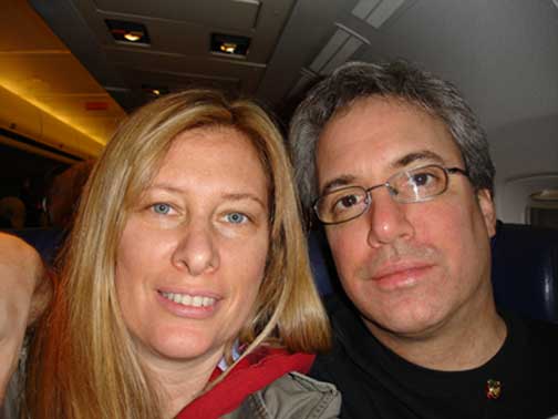 Eileen and Hugh on the airplane at takeoff.