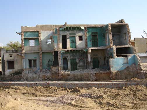Building cut in half.